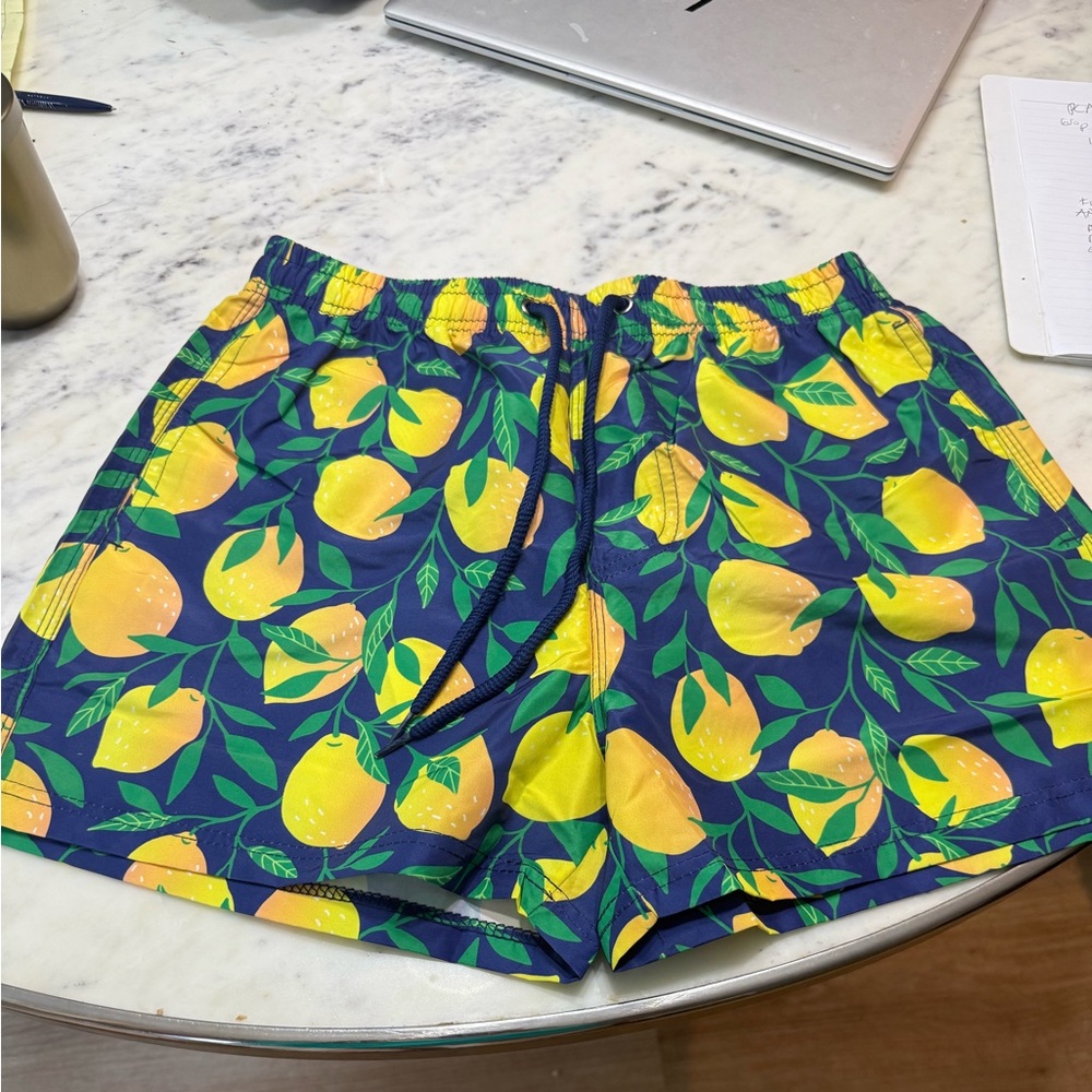 Speedy Shark Men’s Lemon Print Swim Trunks M